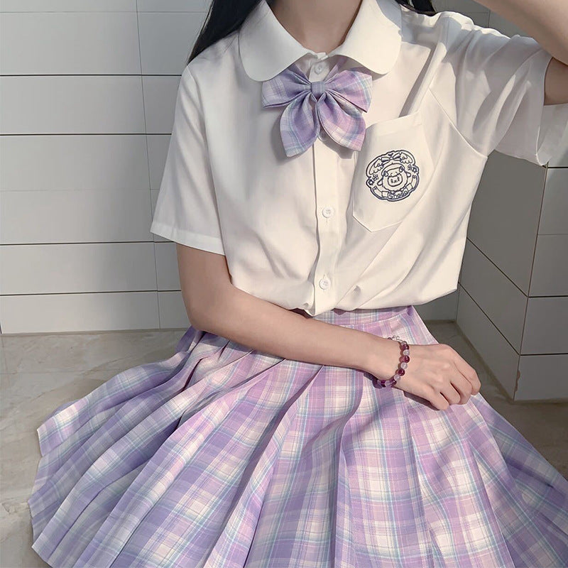 Kawaii Plaid Two-Piece Uniform Set 🍇