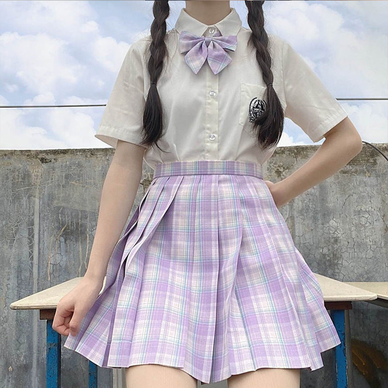 Kawaii Plaid Two-Piece Uniform Set 🍇